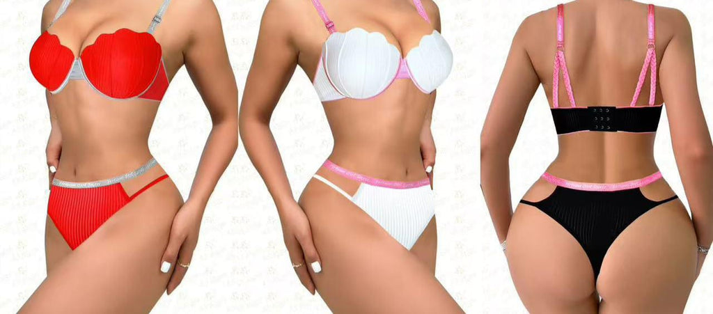 Comfort Scallop Push-Up Bra and Cutout Lingerie Set