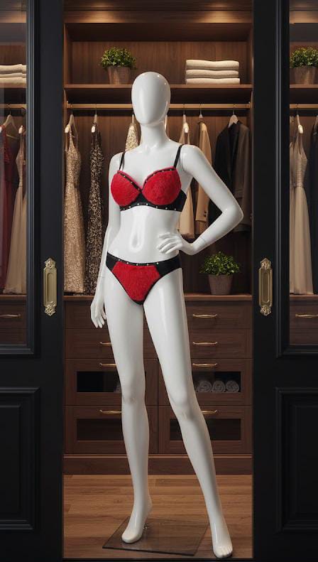 Premium Quality Faux Fur Bra - Soft Padded Cups and Rhinestone Stud Trim