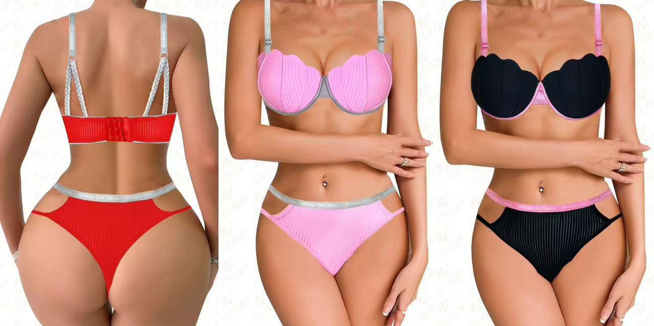 Comfort Scallop Push-Up Bra and Cutout Lingerie Set